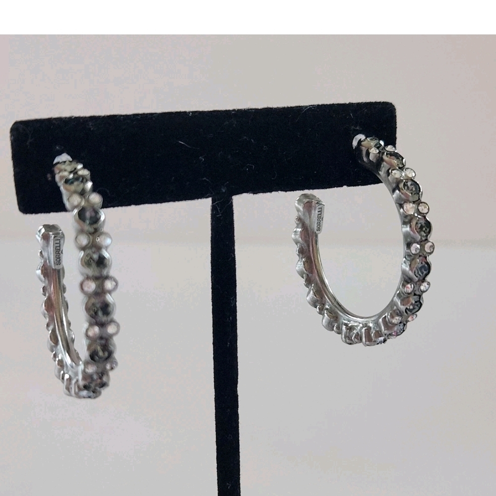 Sorrelli Silver Crystal Hoop Earrings
